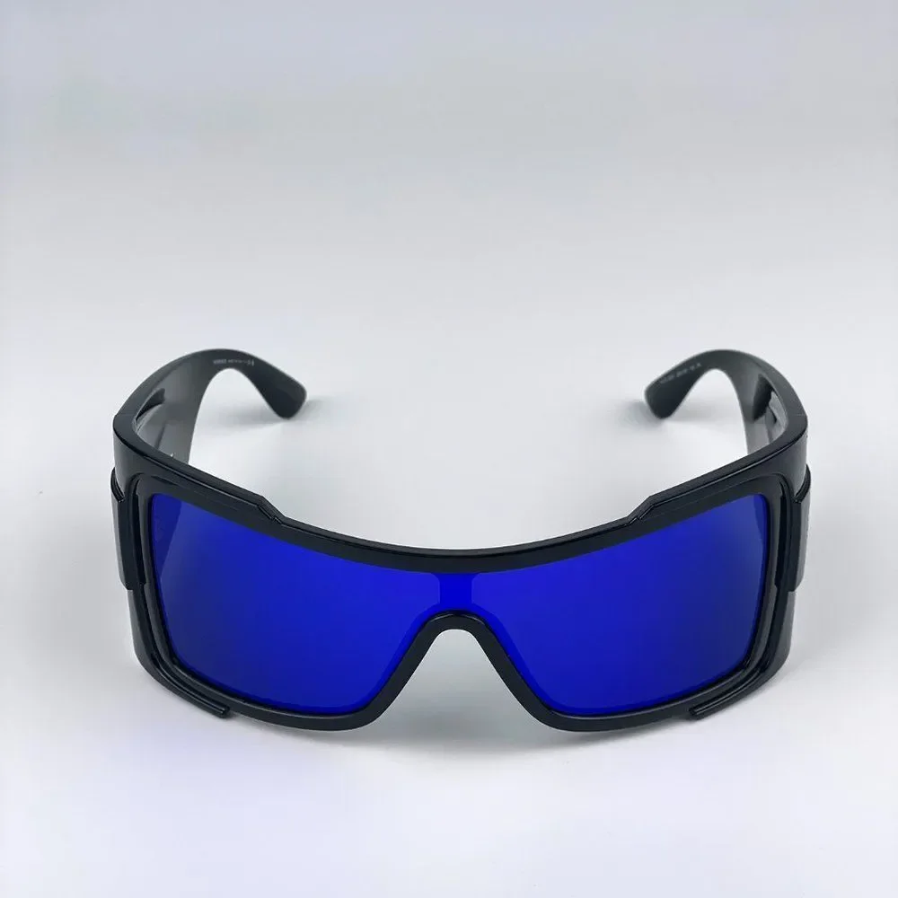 Versace VE4451 GB1/55 Sunglasses Black Grey Mirrored Blue Wraparound Unisex